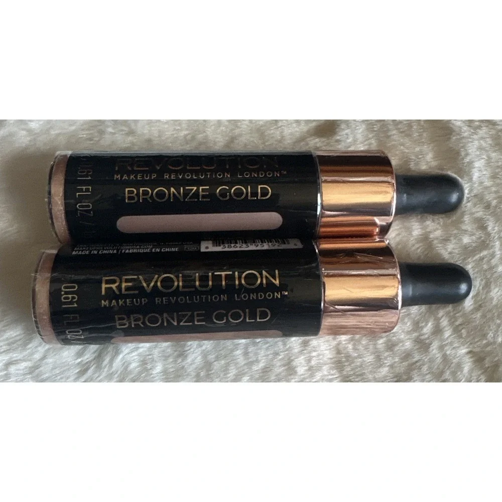 Revolution Liquid Highlighter‎ Bronze Gold 18ml 2 Pack - Makeup Glow Set